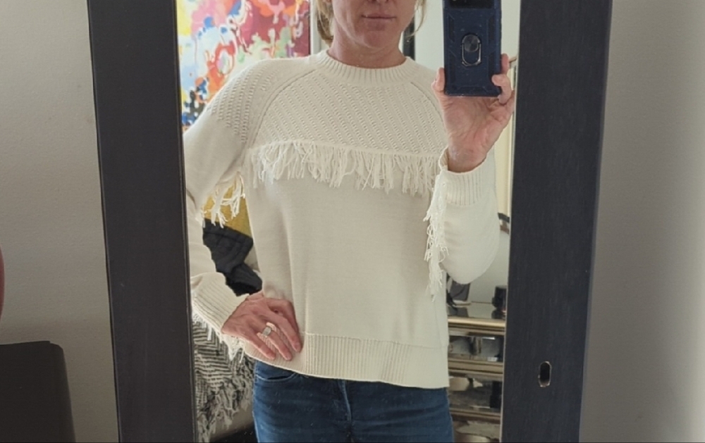 Women's Fringe Sweater - Cream